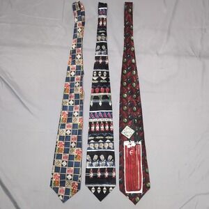 (3) Mens Necktie Tabasco Ties 100% Silk